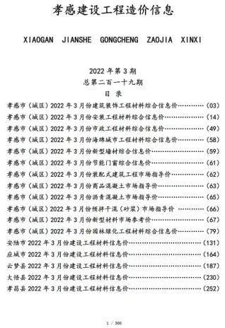 2022年孝感园林绿化苗木工程造价信息价第一页