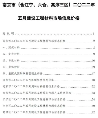 南京市2022年5月造价信息内容背书首图(工程材料指导价)
