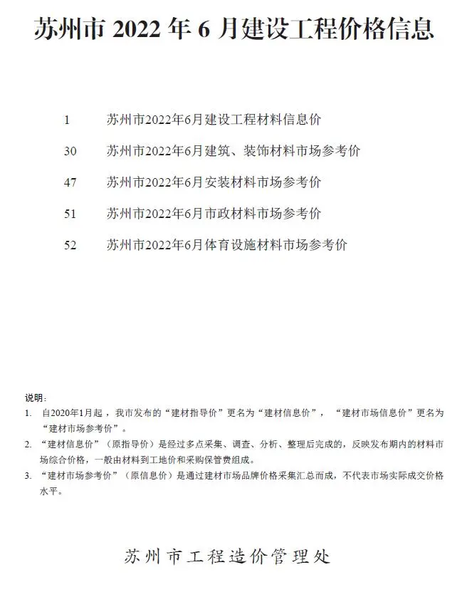 2022年苏州建设工程价格信息电子版