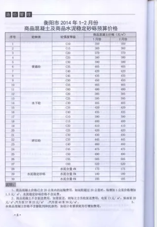 衡阳市2014年1期造价信息取定说明首图
