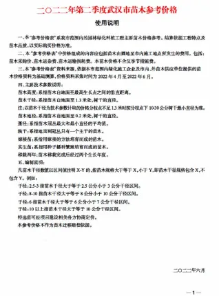 武汉2022年2季度4、5、6月园林造价信息封面
