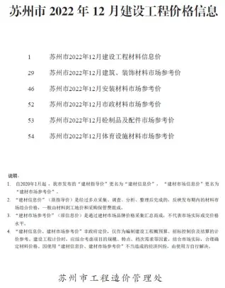 2022年12月苏州建设工程价格信息电子版