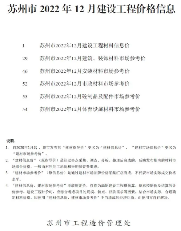苏州2022年12月建设工程价格信息期刊扫描件pdf 苏州2022年12月建设工程价格信息