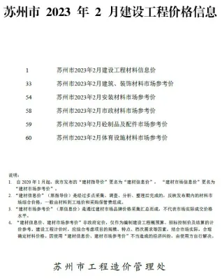 苏州市造价信息2023年2月覆盖面首图(工程材料汇编)