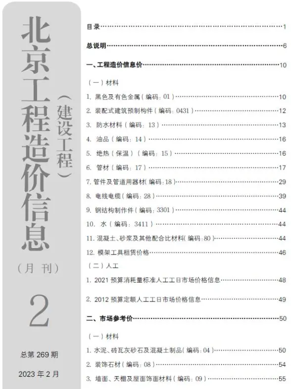 北京市2023年2月投标造价信息