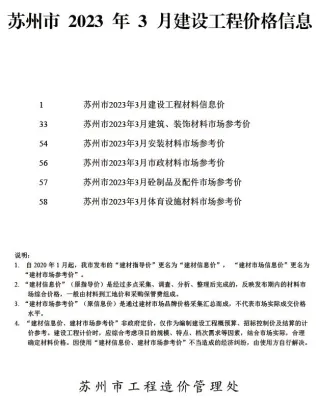 苏州市造价信息2023年3月主要概念首图