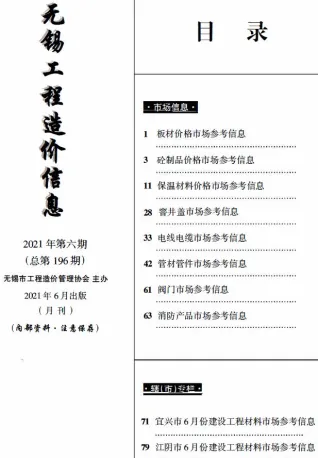 无锡2021年6月建材厂商市场价首图