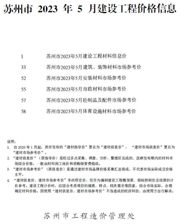 苏州市2023年5月工程结算价