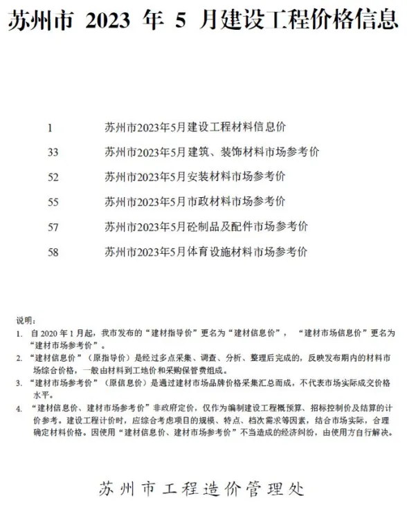 苏州2023年5月建设工程价格信息期刊扫描件pdf 苏州2023年5月建设工程价格信息
