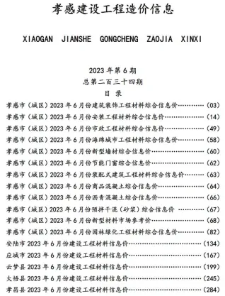 孝感市2023年6月造价信息含义介绍首图