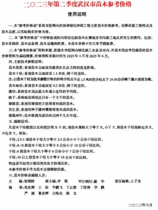 武汉2023年2季度苗木4、5、6月苗木参考价格