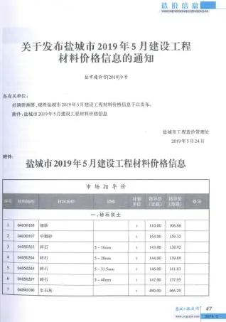 2019年盐城工程造价
