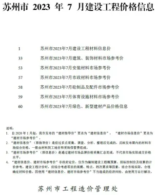 苏州市2023年7月造价信息简介首图(工程合同材料核定价)