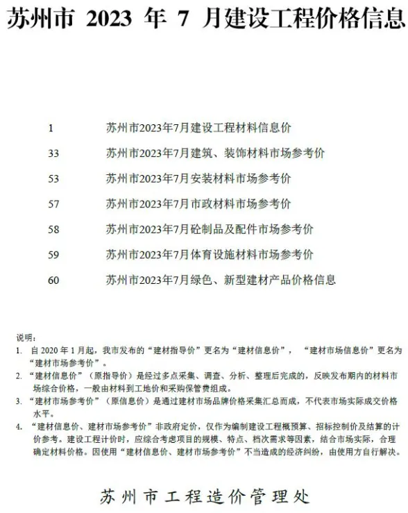 苏州2023年7月建设工程价格信息期刊扫描件pdf 苏州2023年7月建设工程价格信息