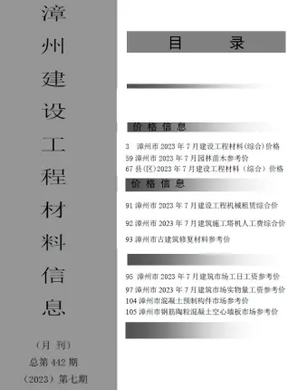 2023年漳州建设工程材料信息