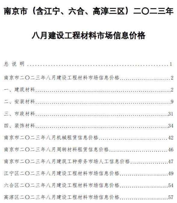 南京市2023年8月工程造价期刊