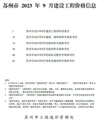 苏州市2023年9月造价信息内容背书首图