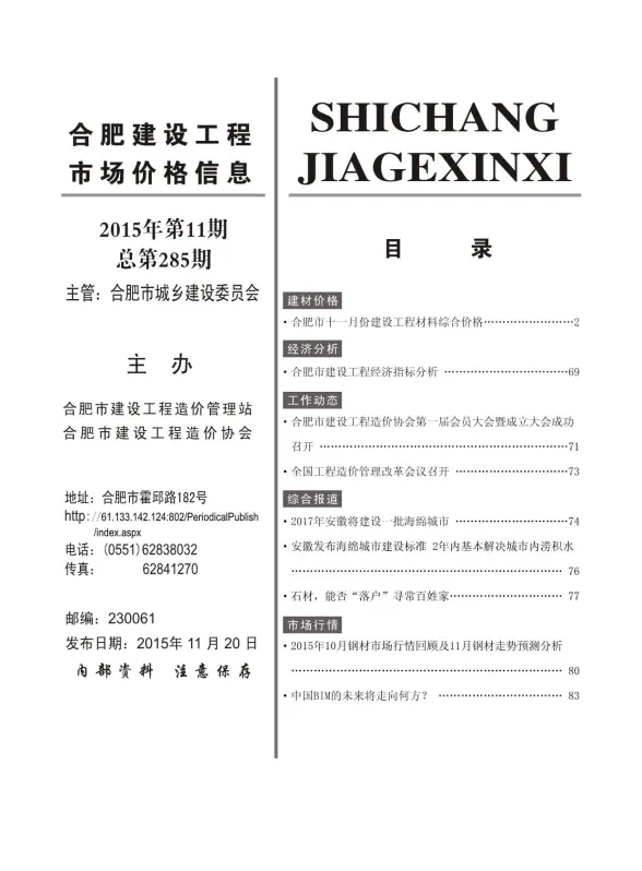 合肥市2015年11月建设工程市场价格信息封面