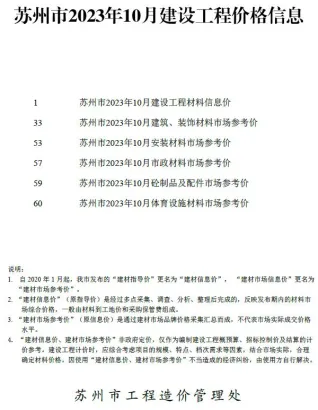 苏州市2023年10月造价信息结构分析首图(施工建材取价指导)