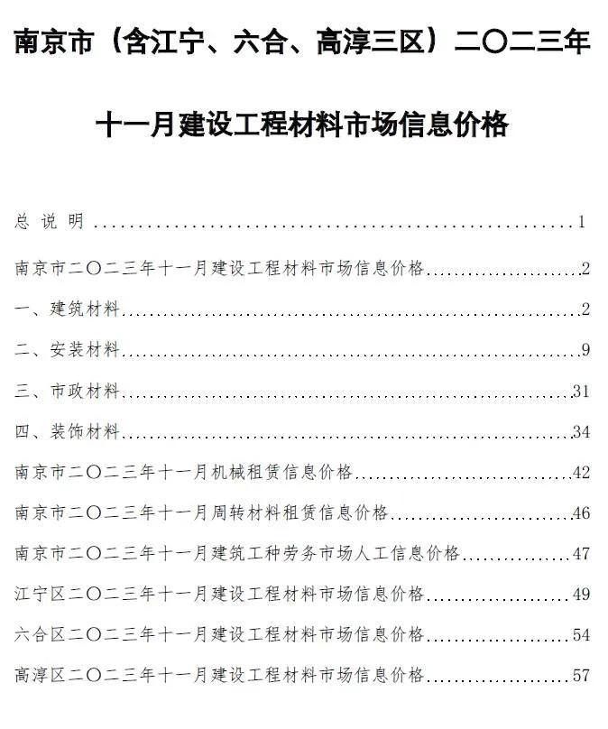 南京市官方电子版造价信息