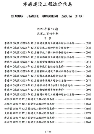 孝感市造价信息2023年12月详解首图