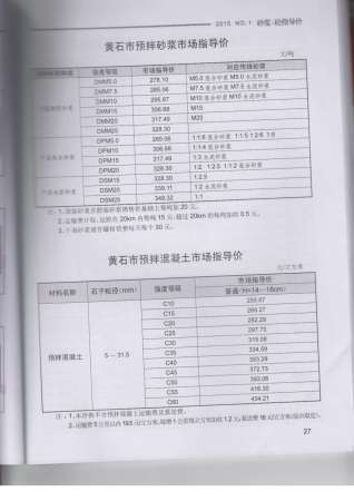 黄石市2015年第1期造价信息期刊PDF电子版