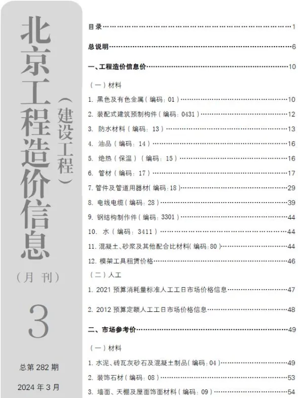 北京2024年3月建设工程造价信息期刊扫描件pdf 北京2024年3月建设工程造价信息