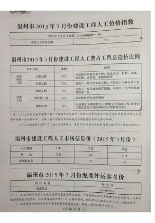 温州市2015年3期造价信息主要概念首图