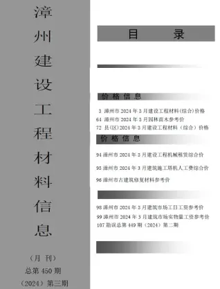 2024年3月漳州建设工程材料信息