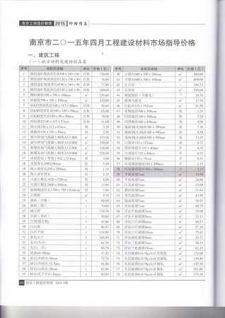 南京市2015年第4期造价信息期刊PDF电子版