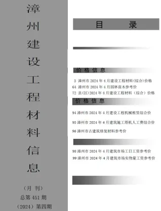 漳州市2024年4月造价信息核心概述首图