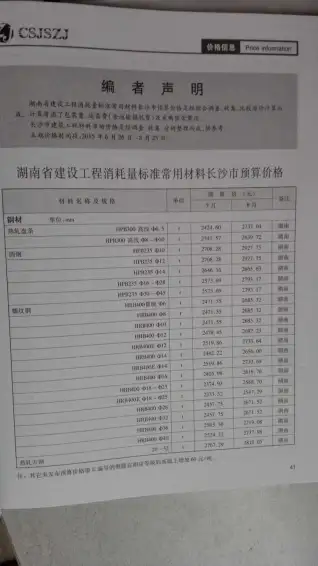 长沙2015年第4期工程造价信息价PDF电子版