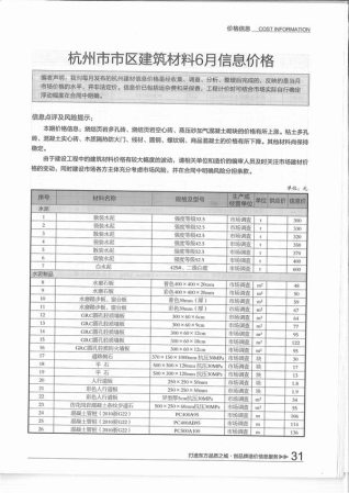杭州2015年6期造价信息
