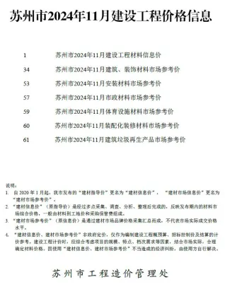 苏州市2024年11月造价信息简介首图