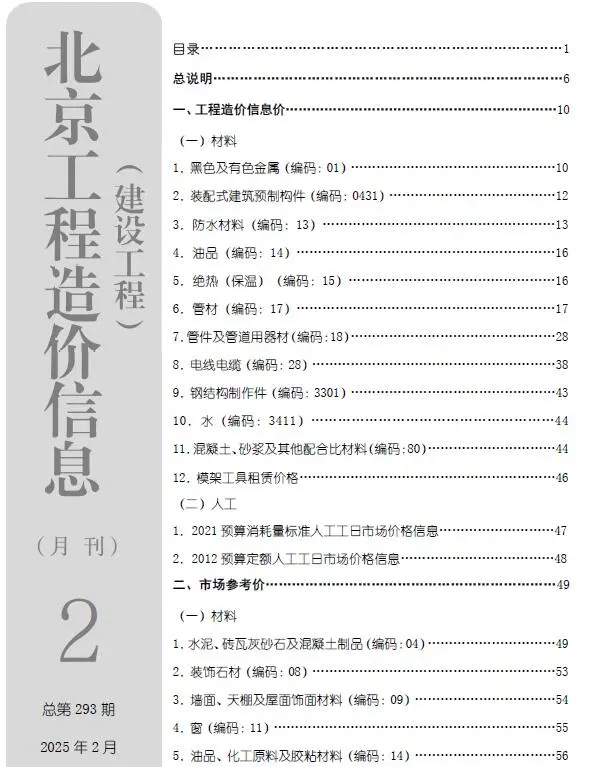 2025年北京建设工程造价信息