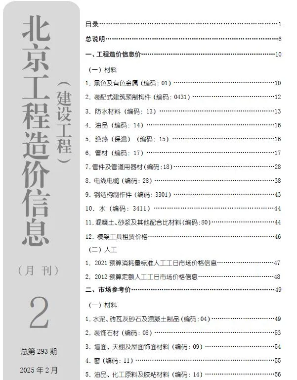 2025年北京建设工程造价信息(建材指导价)第一页