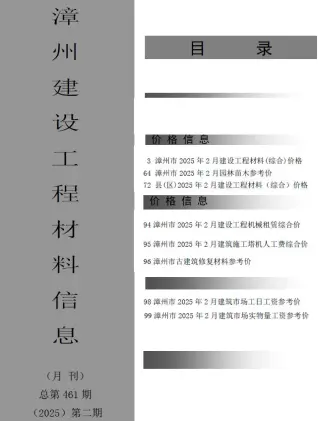 2025年2月漳州建设工程材料信息电子版