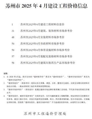 苏州2025年4月造价信息