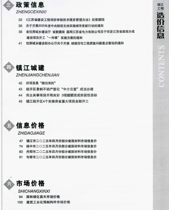镇江市2025年4月材料造价信息