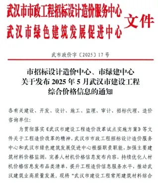 武汉市造价信息2025年5月含义介绍首图(施工建材取价指导)