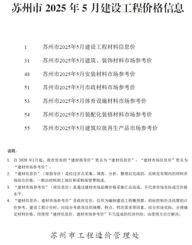 苏州市2025年5月造价信息电子版