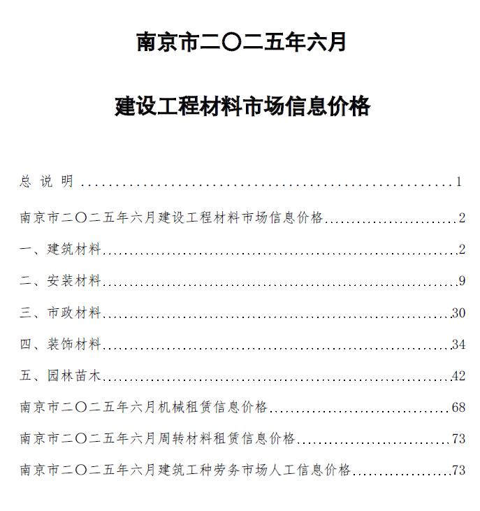 南京市2025年6月建材信息价扫描件PDF