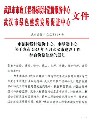 武汉市政府2025年6月造价信息pdf