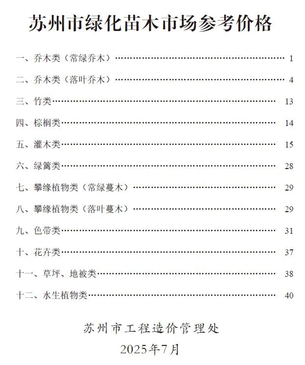 苏州2025年7月园林工程造价信息(建材价格信息)封面