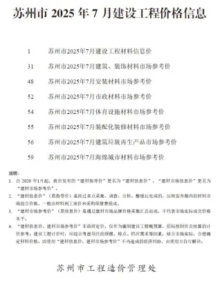 苏州市造价信息2025年7月覆盖面首图(工程建筑招投标参考文件)