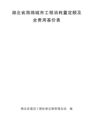 2024湖北省海绵城市工程消耗量定额及全费用基价表