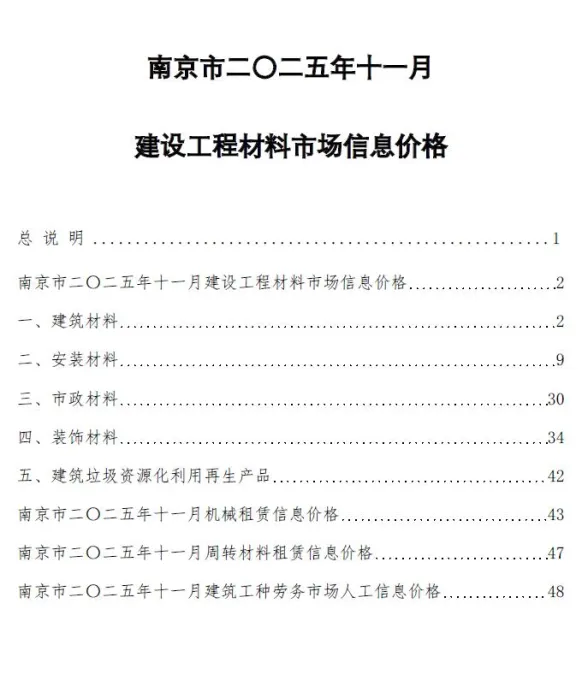 南京2025年11月工程信息价期刊扫描件pdf 南京2025年11月工程信息价