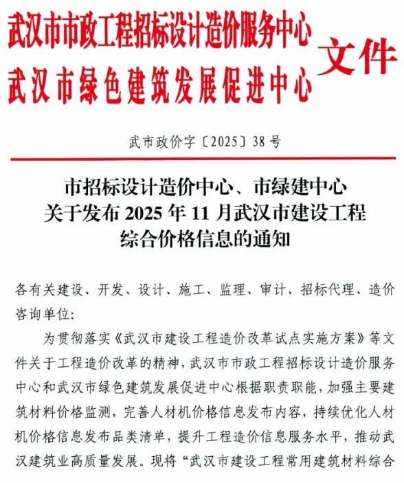 武汉2025年11月建材造价信息期刊扫描件pdf 武汉2025年11月建材造价信息