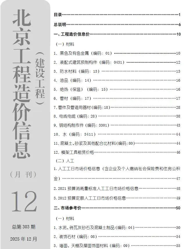 北京市2025年12月工程造价信息价扫描件PDF