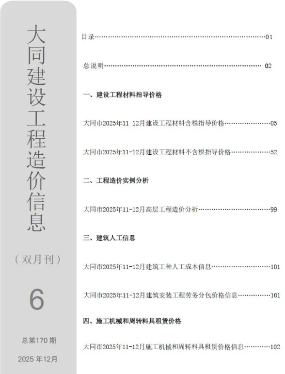 大同市2025年11、12月(第6期)建材造价信息PDF第一页
